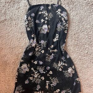 Floral Black Mini Dress